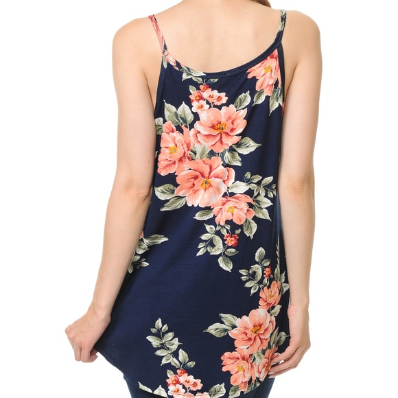 Navy Floral Tank Top - Picture 3 of 3